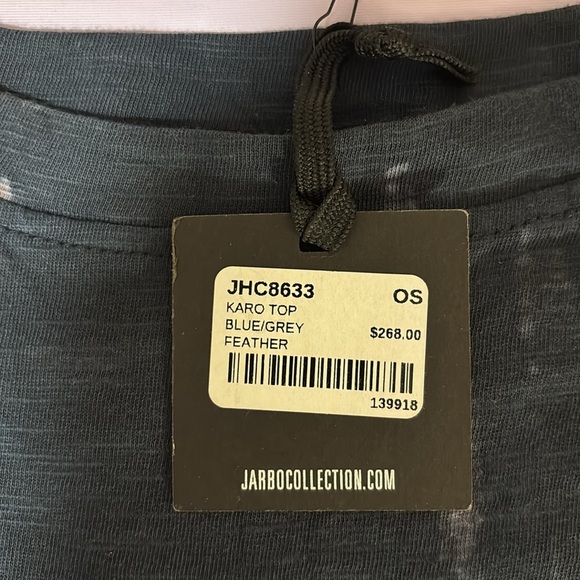 NWT L to 1 XL Jarbo Karo Top Shibori Blue Gray O/S Long Sleeve Women's $298 - Picture 12 of 13